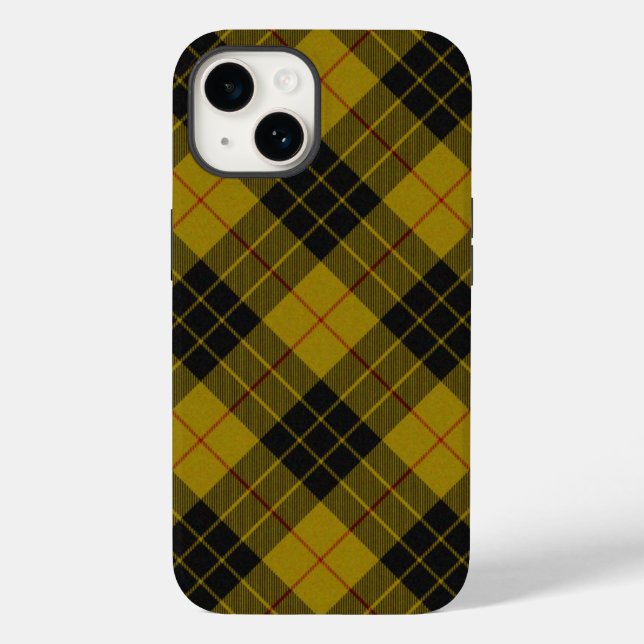 Funda De Case-Mate Para iPhone tartan MacLeod amarillo cuadros negros (Reverso )
