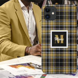 Funda Para iPhone 11 Tartán - Negro caramelo dorado y fuera de blanco