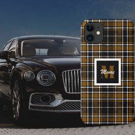 Funda Para iPhone 15 Tartán - Negro Honey Brown y Off White
