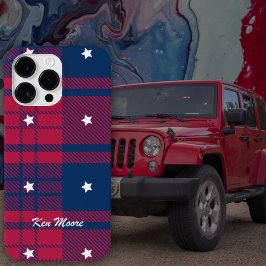 Funda Para iPhone 14 Pro Max De Case-Mate Tartán - Patriótico - Estrellas blancas rojas