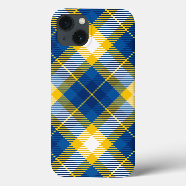 Funda De Case-Mate Para iPhone Tartán Plantado amarillo azul (Reverso)