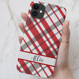 Funda Para iPhone 11 Tartán rojo, blanco y gris Personalizado