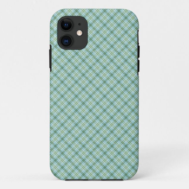 Funda De Case-Mate Para iPhone Tartán verde azul (Reverso)