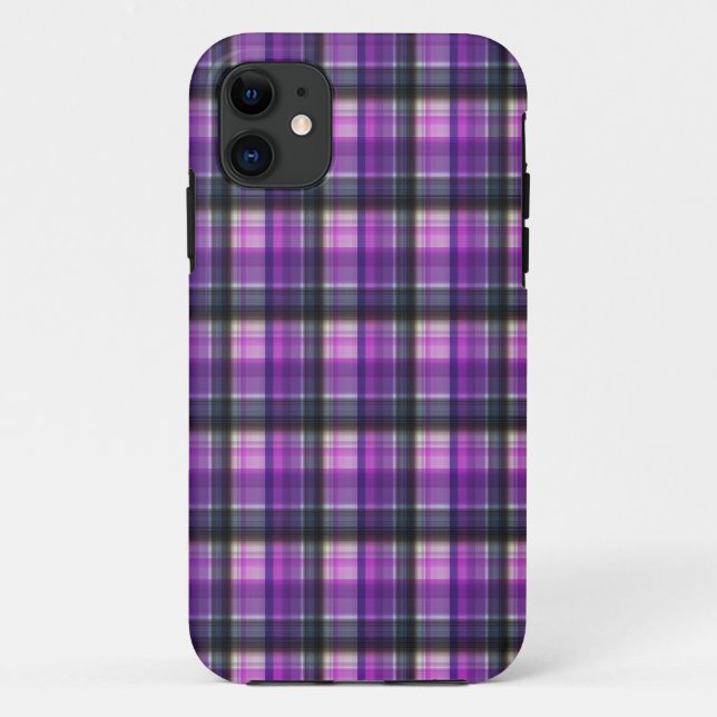 Funda De Case-Mate Para iPhone Tartán verificado púrpura, (Reverso)