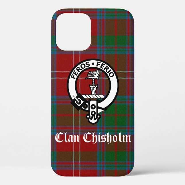 Funda De Case-Mate Para iPhone Tartan y emblema de Clan Chisholm (Reverso )
