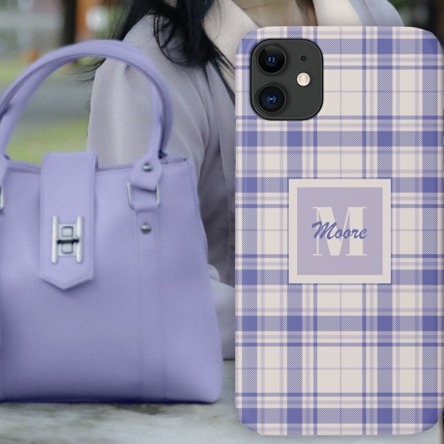 Funda De Case-Mate Para iPhone Tartán - y malva ligera - Estuche de teléfono (Tartan - Light to Dark Purple on Cement by Leapfroglisics Shop)