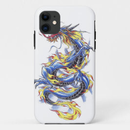 Funda Para iPhone 11 Tatttoo azul japonés oriental fresco del dragón