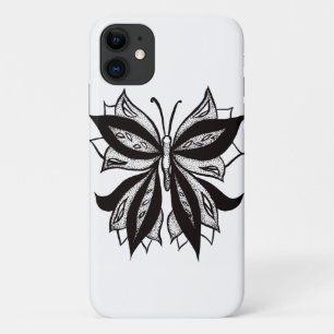 Funda Para iPhone 11 Tatuaje Tribal Blanco Y Negro De Mariposa