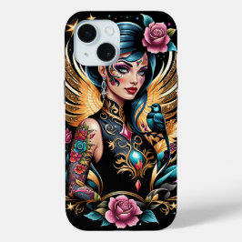 Funda Para iPhone 15 Tatuajes Y Rosas 2