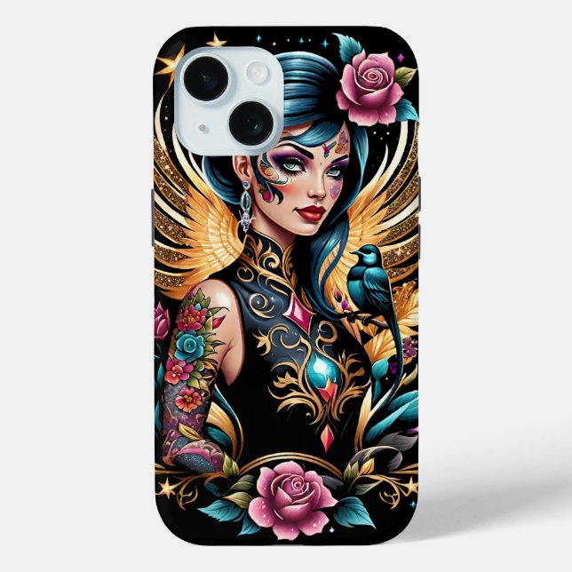 Funda De Case-Mate Para iPhone Tatuajes Y Rosas 2 (Reverso )