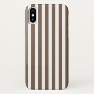Funda Para iPhone X Taupe y rayas de caramelo blanco
