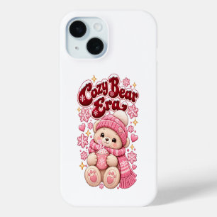 Funda Para iPhone 15 Taza de café navideña rosa linda de la era del oso