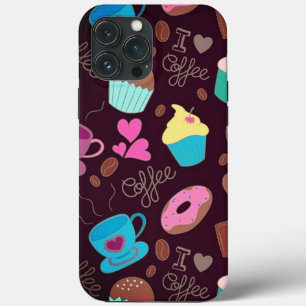 Funda Para iPhone 13 Pro Max Tazas y Cupcakes para Amantes del Café