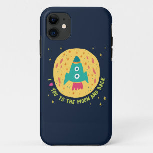 Funda Para iPhone 11 Te amo a la luna y al Rocketship trasero