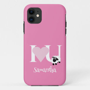 Funda Para iPhone 11 Te amo a ti Personalizado de oveja rosa