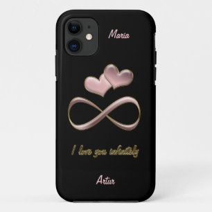 Funda Para iPhone 11 Te amo caja negra rosada infinitamente elegante