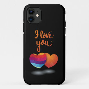 Funda Para iPhone 11 Te amo con un par de corazones