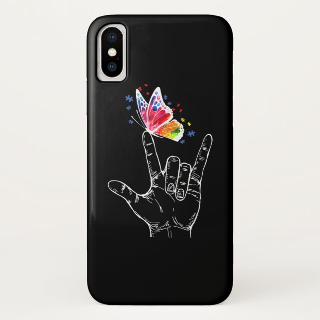 Funda De Case-Mate Para iPhone Te Amo El Autismo De La Mariposa Del Idioma Del Ró (Reverso)