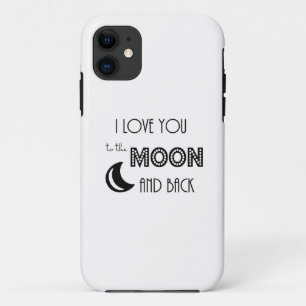 Funda Para iPhone 11 te amo hasta la luna y de vuelta negro blanco