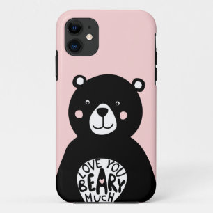 Funda Para iPhone 11 Te quiero antes de mucho oso escandinavo negro ros