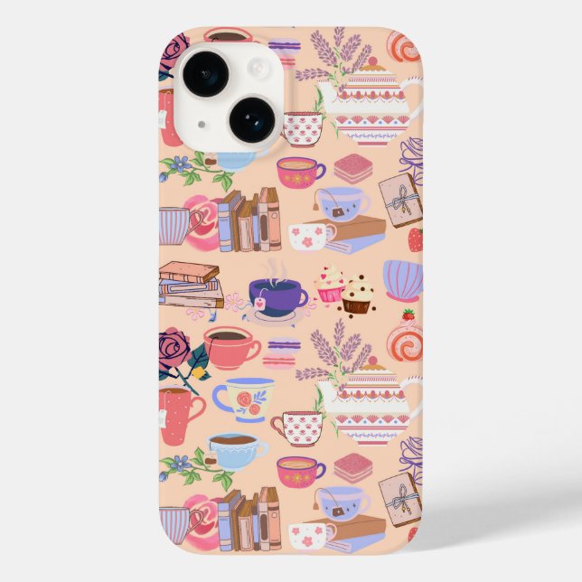 Funda De Case-Mate Para iPhone Té y Libros (Reverso )
