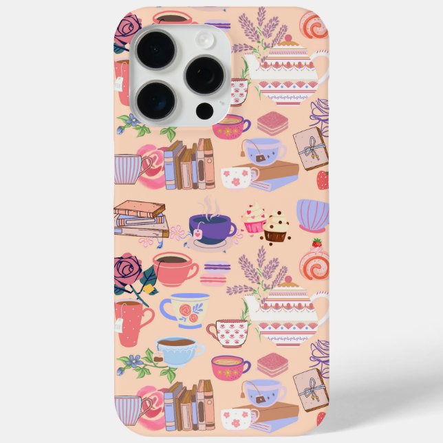 Funda De Case-Mate Para iPhone Té y Libros Lindos (Reverso )