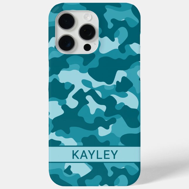 Funda De Case-Mate Para iPhone Teal Camouflage Personalized (Reverso )