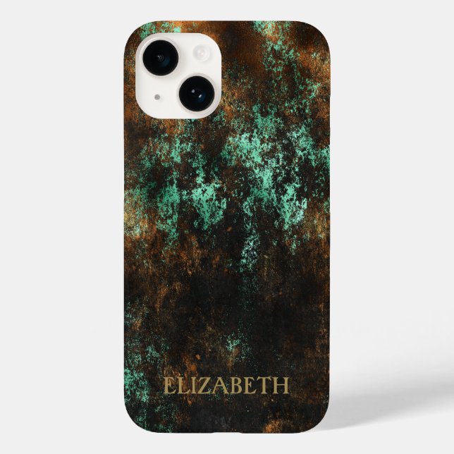 Funda De Case-Mate Para iPhone Teal Cooper Patina Metálico (Reverso )