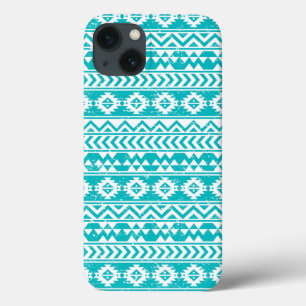 Funda Para iPhone 13 Teal Grunge Aztec Tribal Pattern