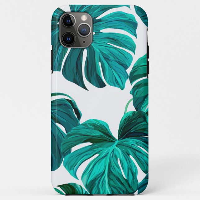 Funda De Case-Mate Para iPhone Teal Tropical Monstera Leaf Seamless Pattern Art (Reverso)