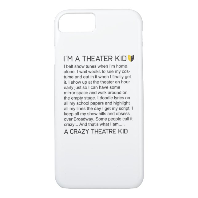 Funda De Case-Mate Para iPhone Teatro musical divertido de Broadway del niño loco (Reverso)