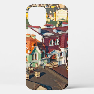 Funda Para iPhone 12 Techos coloridos en invierno en Kiev, Ucrania