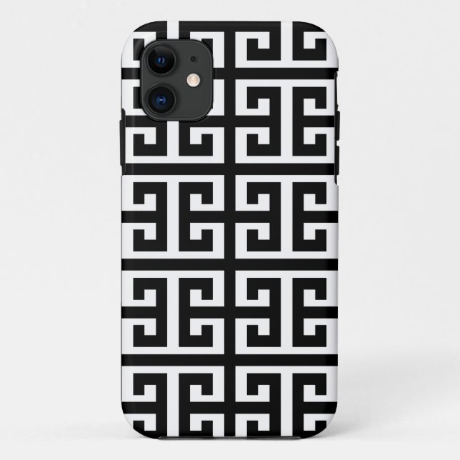 Funda De Case-Mate Para iPhone tecla griega blanca negra (Reverso)