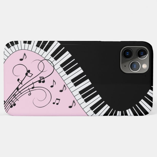 Funda De Case-Mate Para iPhone Teclado de piano Diseño de música en blanco y negr (Reverso (horizontal))