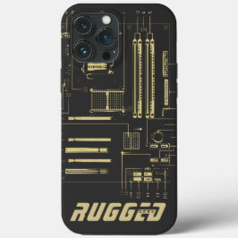 Funda Para iPhone 13 Pro Max tecnología de la tarjeta madre GEEK gris y dorado 