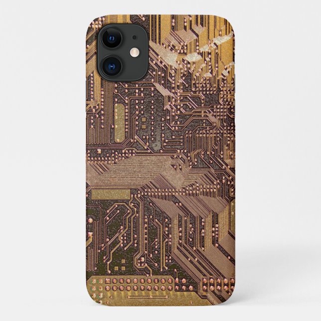 Funda De Case-Mate Para iPhone Tecnología de placa de circuito cibernético dorado (Reverso)
