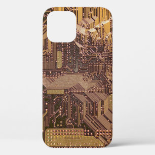 Funda Para iPhone 12 Tecnología de placa de circuito cibernético dorado