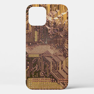 Funda Para iPhone 12 Tecnología de placa de circuito cibernético dorado