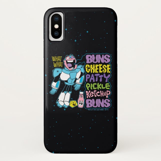 Funda De Case-Mate Para iPhone Teen Titans Go! | Cyborg Burger Rap (Reverso)
