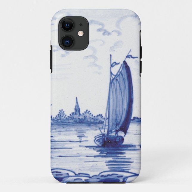 Funda De Case-Mate Para iPhone Teja azul tradicional holandesa (Reverso)