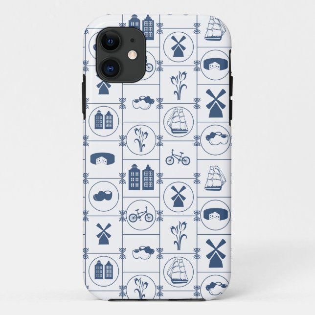Funda De Case-Mate Para iPhone Tejas azules holandesas (Reverso)