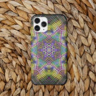 Funda Para iPhone 11 Tejer Mandala amarillo rosa y verde