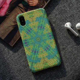 Funda Para iPhone 11 Tejer Mandala Amarillo Verde y Azul