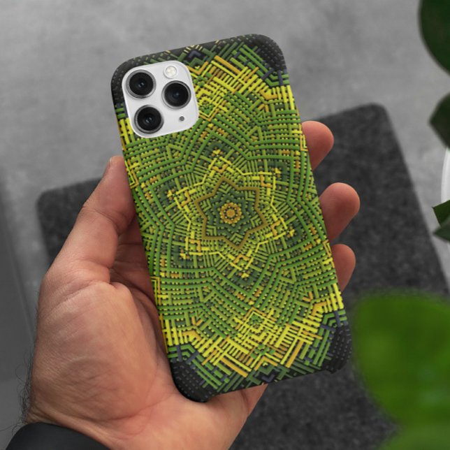 Funda De Case-Mate Para iPhone Tejer Mandala Amarillo verde y negro (Subido por el creador)