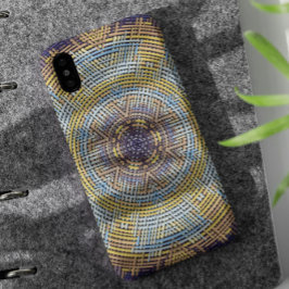 Funda Para iPhone 11 Tejer Mandala azul y amarillo