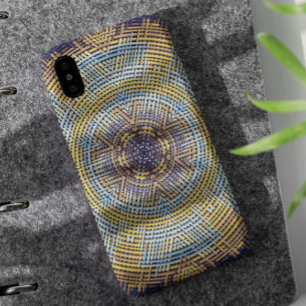 Funda Para iPhone 11 Tejer Mandala azul y amarillo