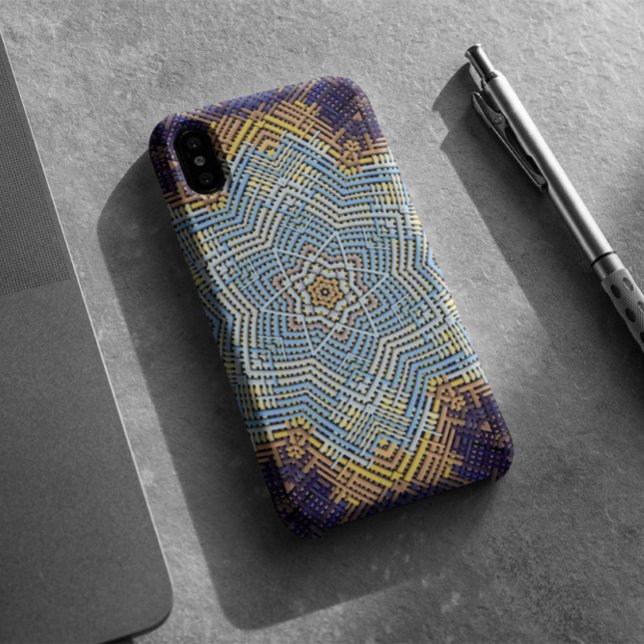 Funda De Case-Mate Para iPhone Tejer Mandala azul y amarillo (Subido por el creador)