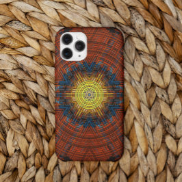 Funda Para iPhone 11 Tejer Mandala Naranja Amarillo y Azul