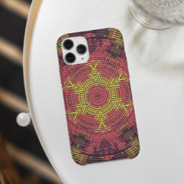 Funda Para iPhone 11 Tejer Mandala Púrpura rosa y Amarillo