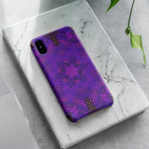 Funda Para iPhone 11 Tejer Mandala rosa y morado